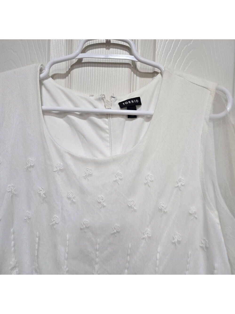 Torrid White Embroidered Tulle Fit & Flare Midi Dress Size 16 - Picture 15 of 15